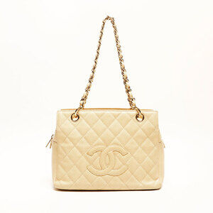 CHANEL Caviar Skin Shoulder Bag, Beige, WS14718